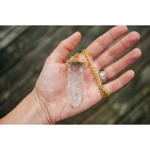 XL Obelisk Crystal Quartz Point Pendant Necklace